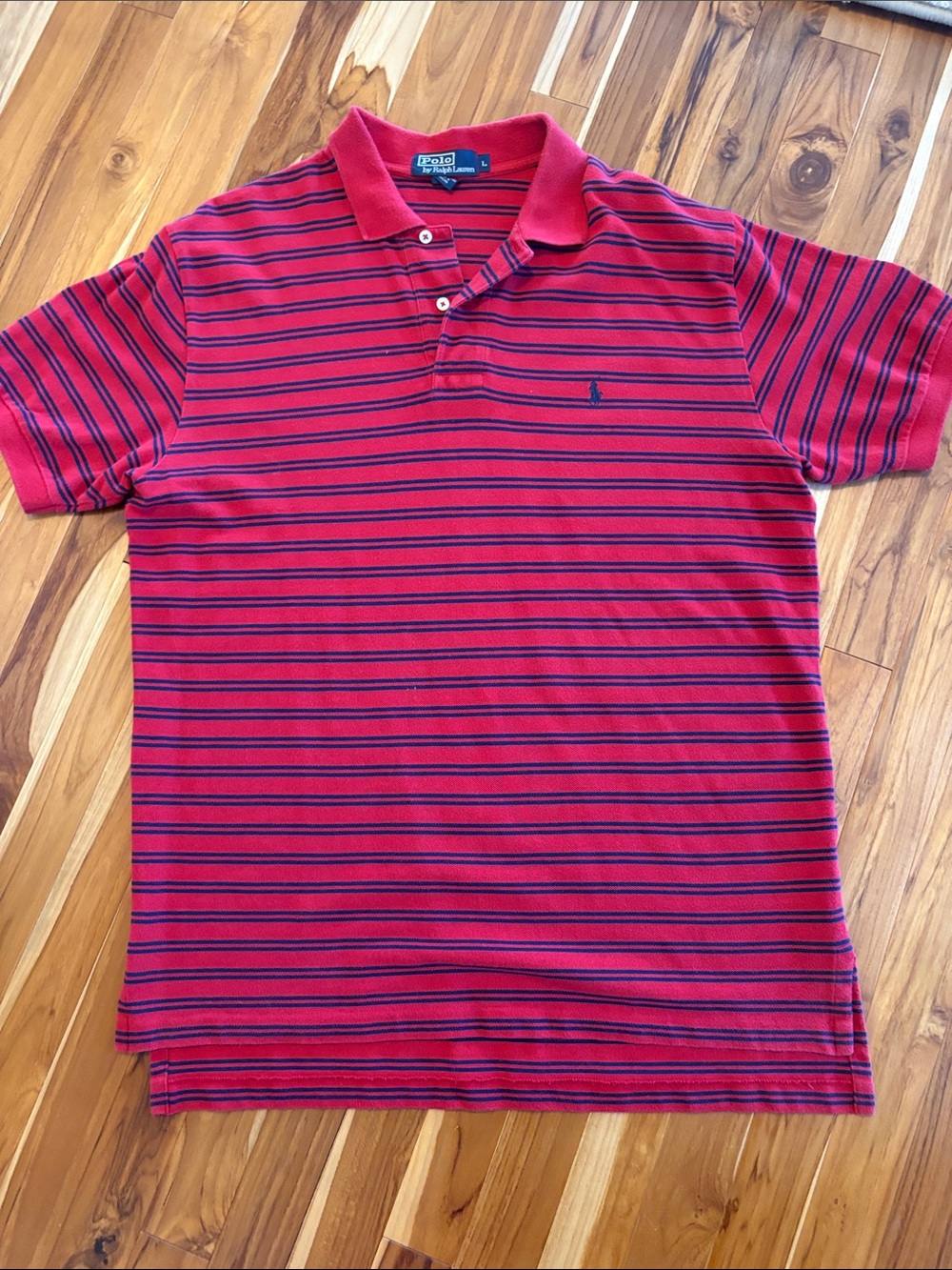 Polo by Ralph Lauren Red Polo with Navy Stripes